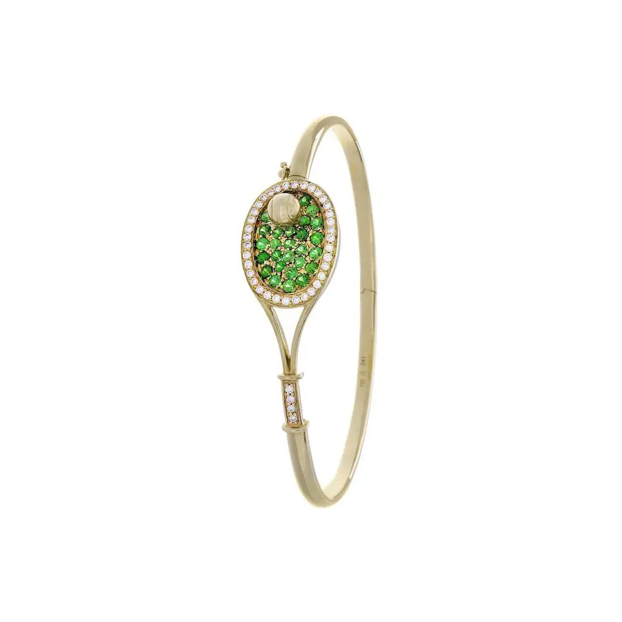 Golden bracelet with tennis racket and ball from tennis shop