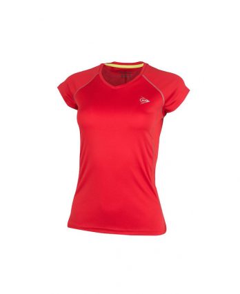 Dunlop WOMEN'S CREW TEE CLUB LINE Tennis T-Shirt (Red)