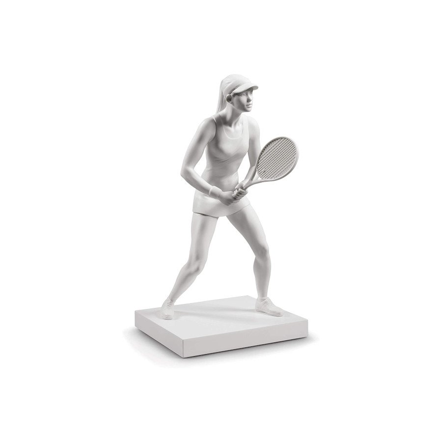 Female Tennis Player Figurine in Porcelain (tennis art)