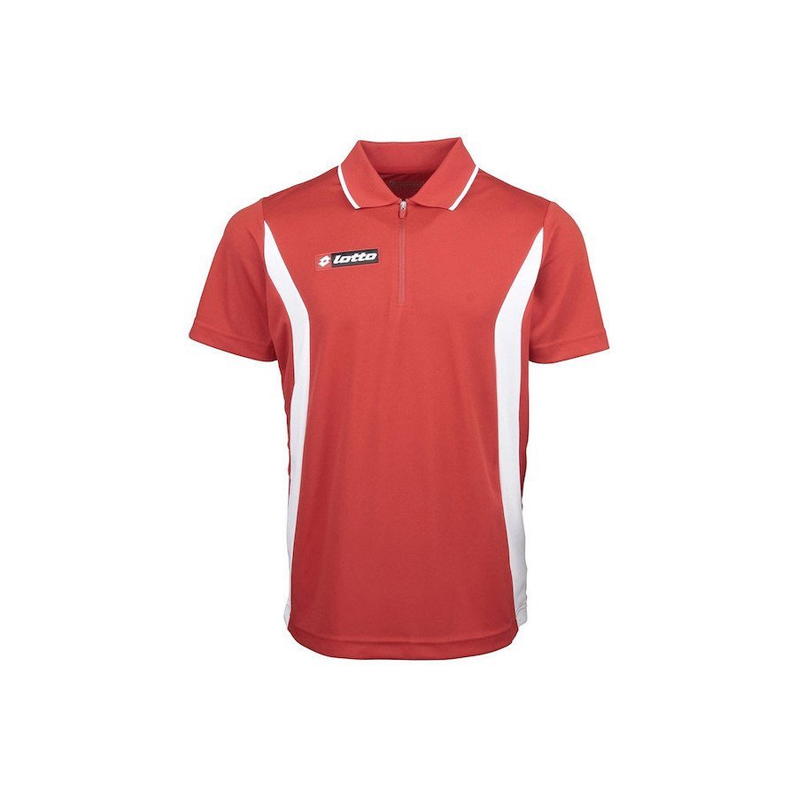 Lotto Men's Lotto Polo Stars HZ Official Tennis Shirt (Flame-Red_and_White)