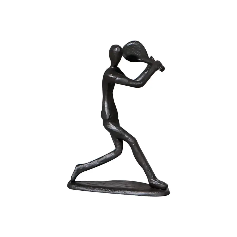 Tennis Player Hitting Backhand Black Figurine Sculpture (TENNIS GIFTS)