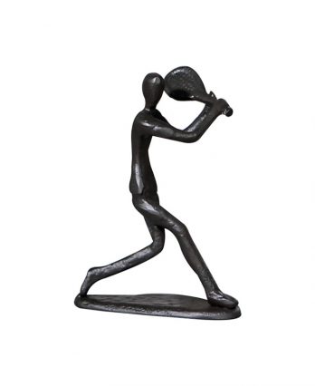 Tennis Player Hitting Backhand Black Figurine Sculpture (tennis art)