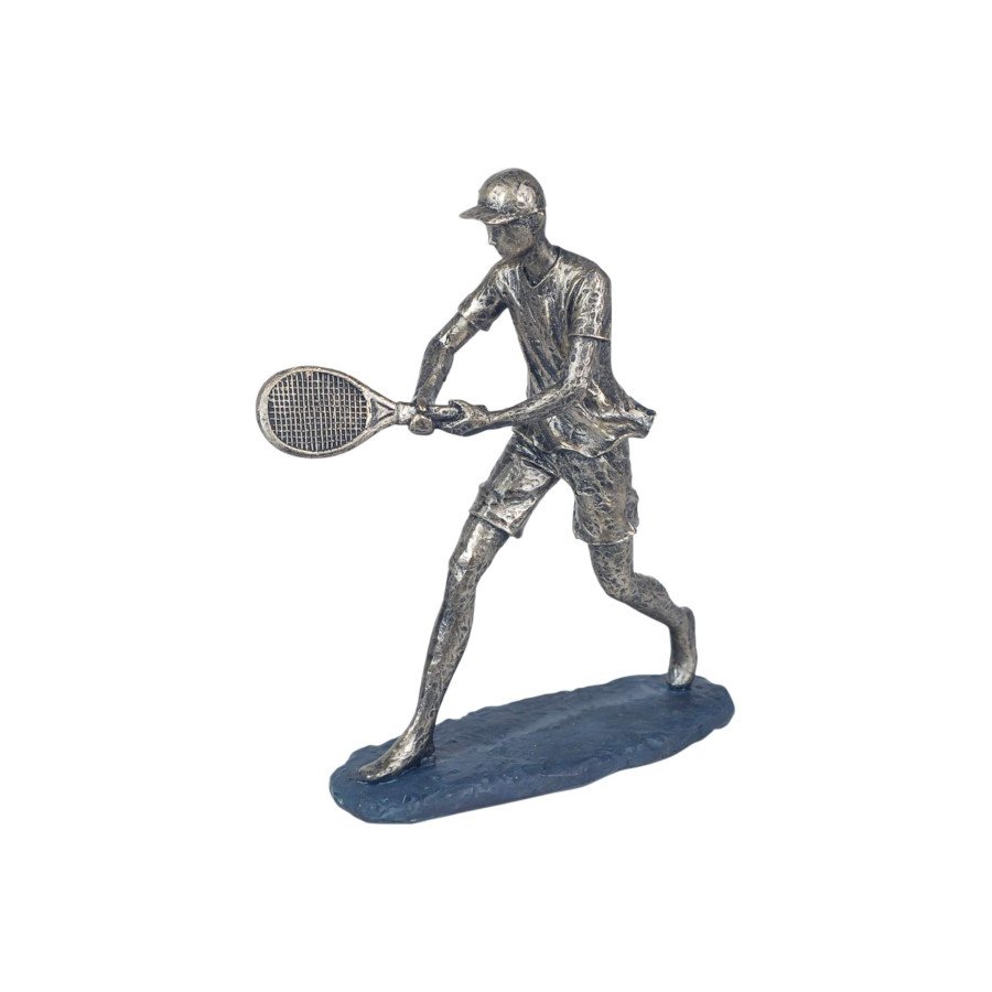 Tennis Player Hitting Backhand Resin Figurine (tennis art)