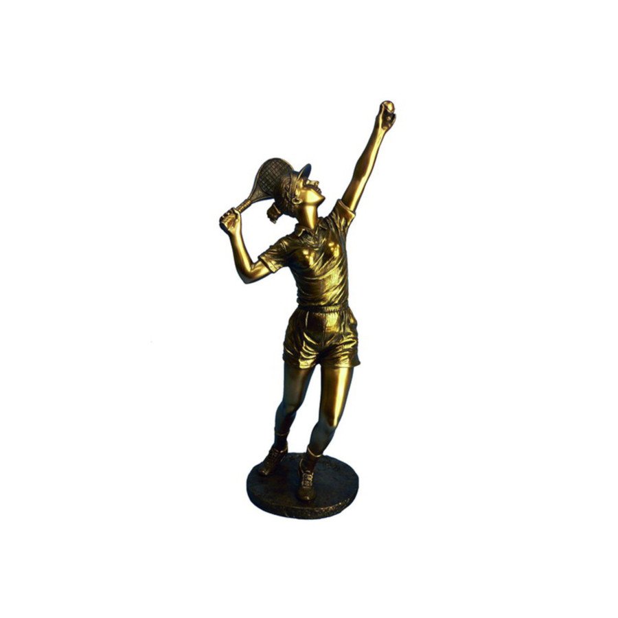Tennis Player Serving Ball Bronze Resin Statue (tennis art)