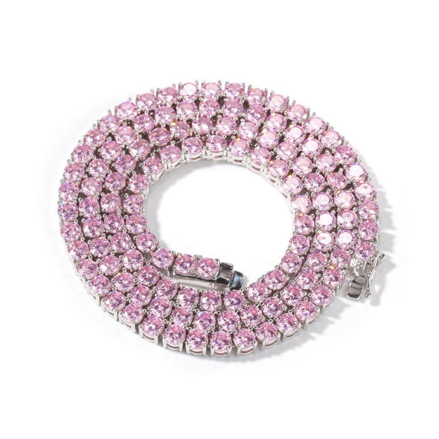 Pink Tennis Chain – White Gold