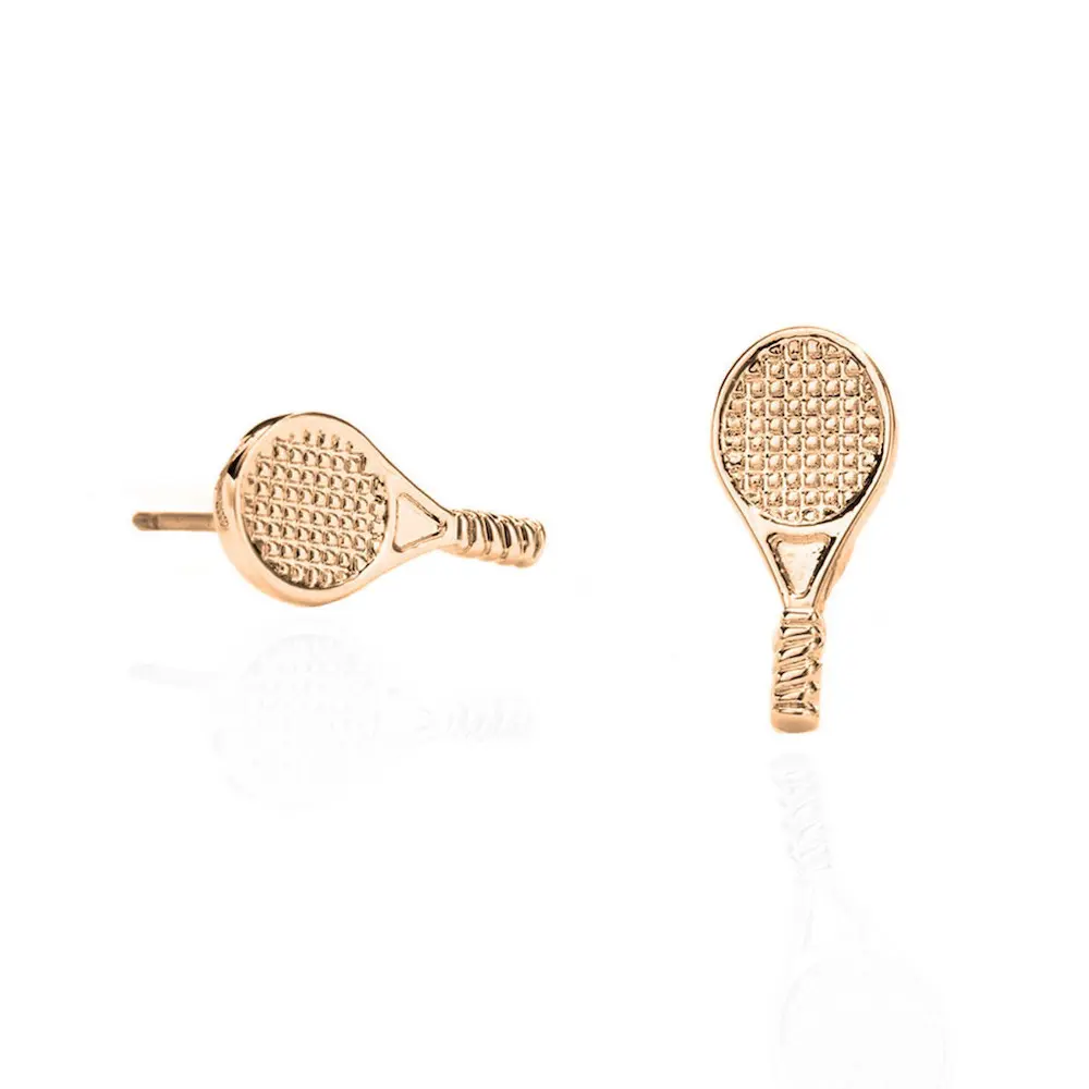 Racket-shaped stud tennis earrings – 14k gold sterling silver