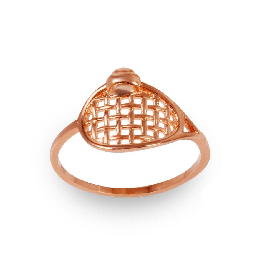 Rhodium-Plated Tennis Ring in Rose Gold