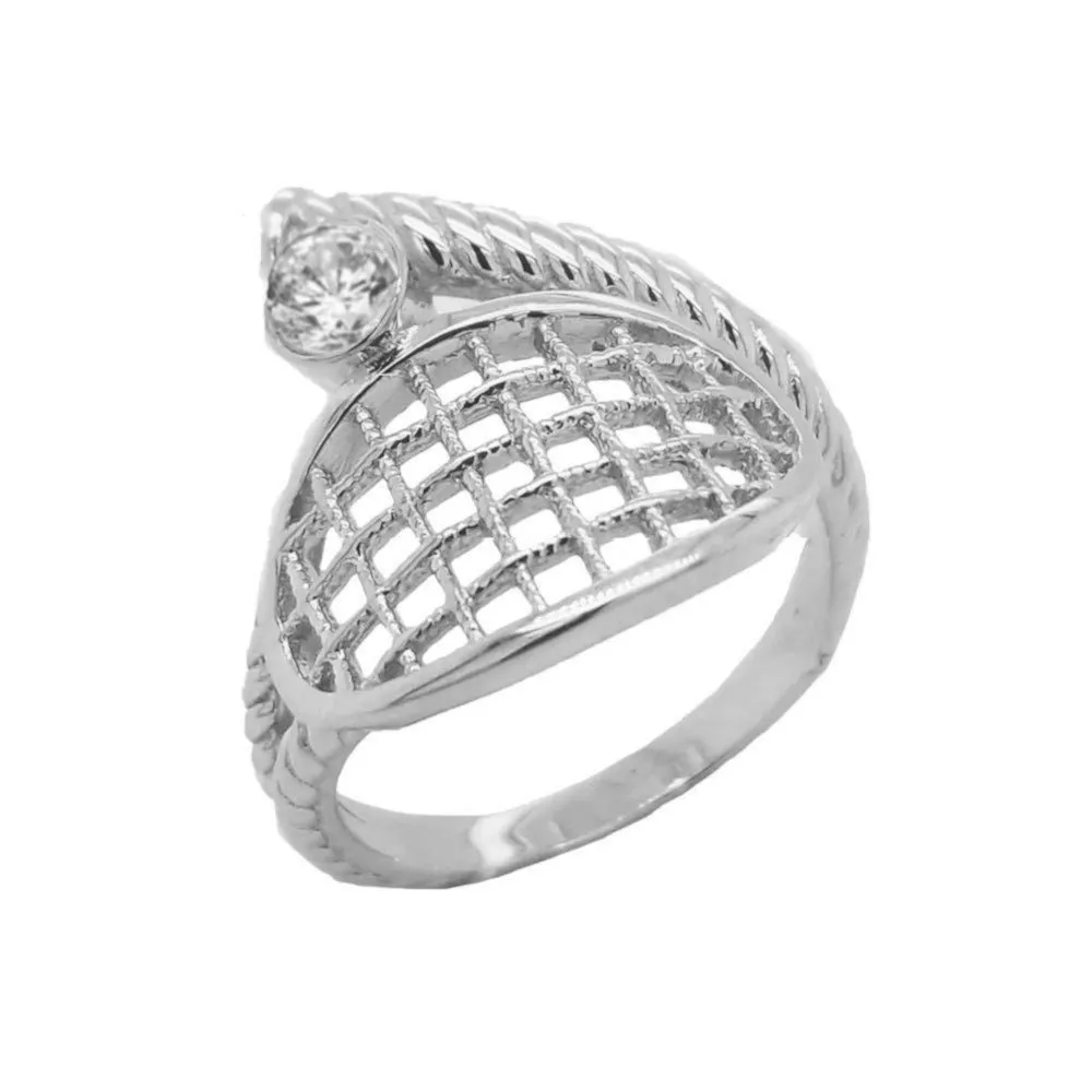 Tennis Ring in Sterling Silver with 1 CZ Stone