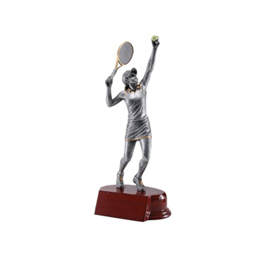 Tennis Trophy with Resin Female Figure