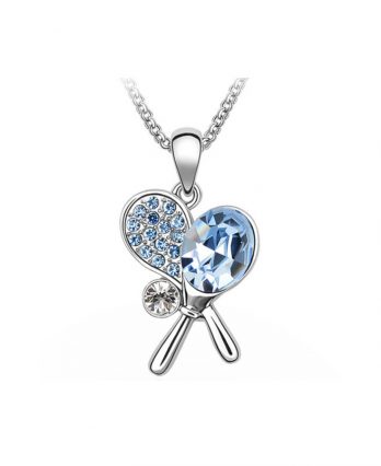 Tennis jewelry consisting of pendant with blue crystal tennis rackets