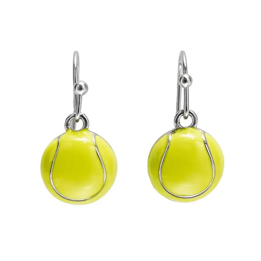 Tennis jewelry consisting of tennis ball enamel dangle earrings