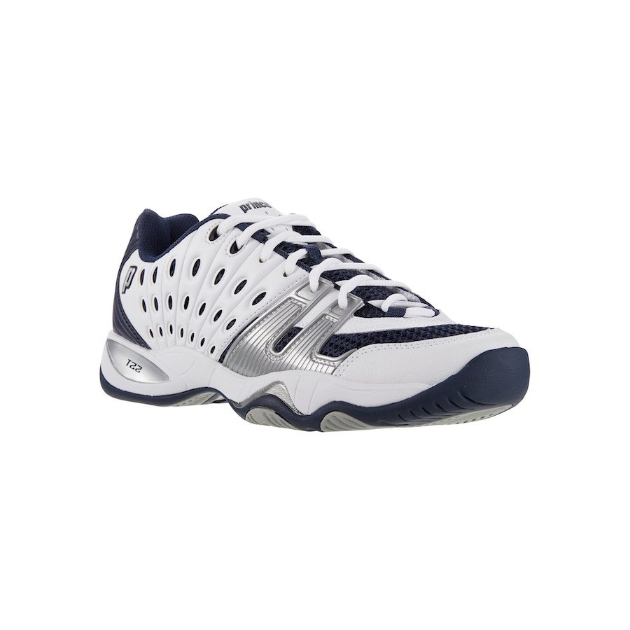 Prince T22 Tennis Shoes for Men (White:Navy:Silver) [M]