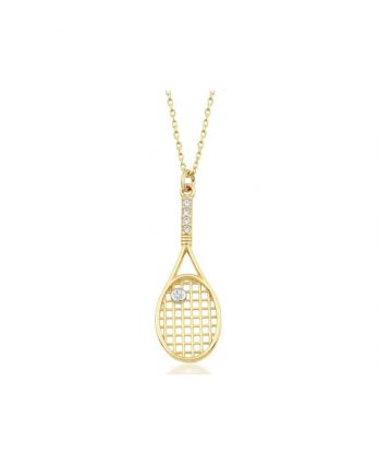 14K Solid Gold Tennis Racquet Necklace from tennis Necklaces