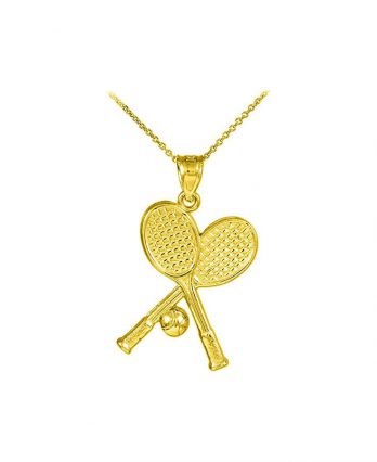 14k Gold Chain + Tennis Racquets and Ball Pendant (14k) from Tennis Necklaces
