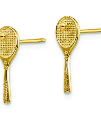 14k Yellow Gold Mini Tennis Racquet with Ball Post Earrings from Tennis Earrings