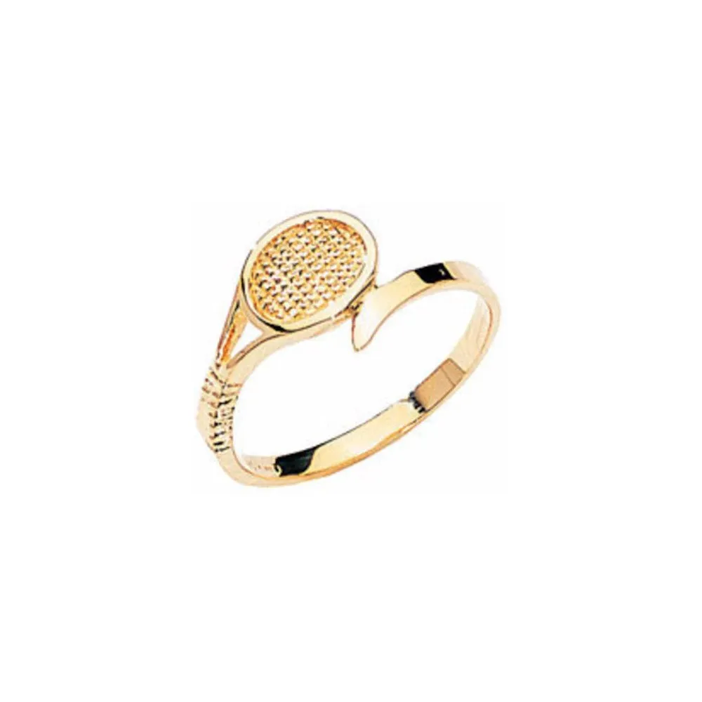 14k Yellow Gold Ring Shaped Like A Tennis Racquet from Tennis Rings