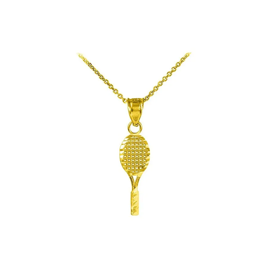 14kt Gold Chain with Tennis Racquet Pendant from Tennis Necklaces