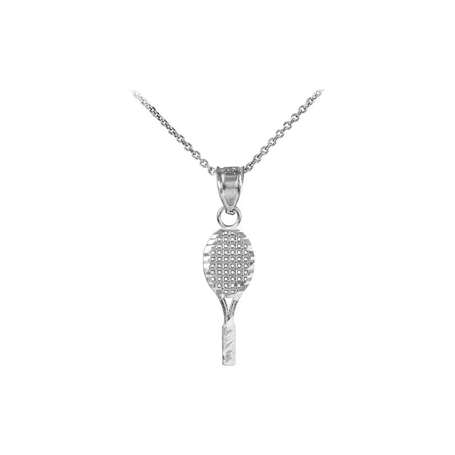 14kt White Gold Tennis Racquet Pendant Necklace fro Tennis Necklaces