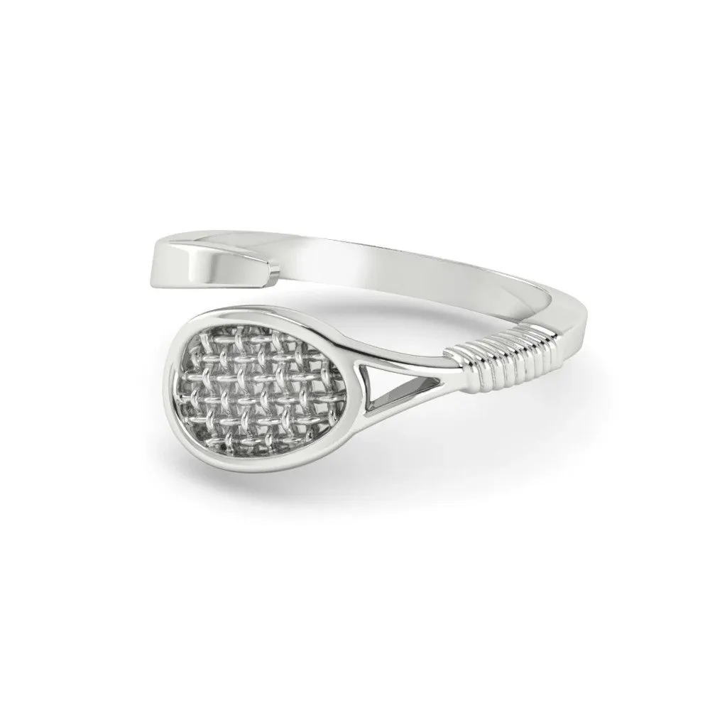 925 Silver Ring Shaped like a Tennis Racquet from Tennis Rings [1]