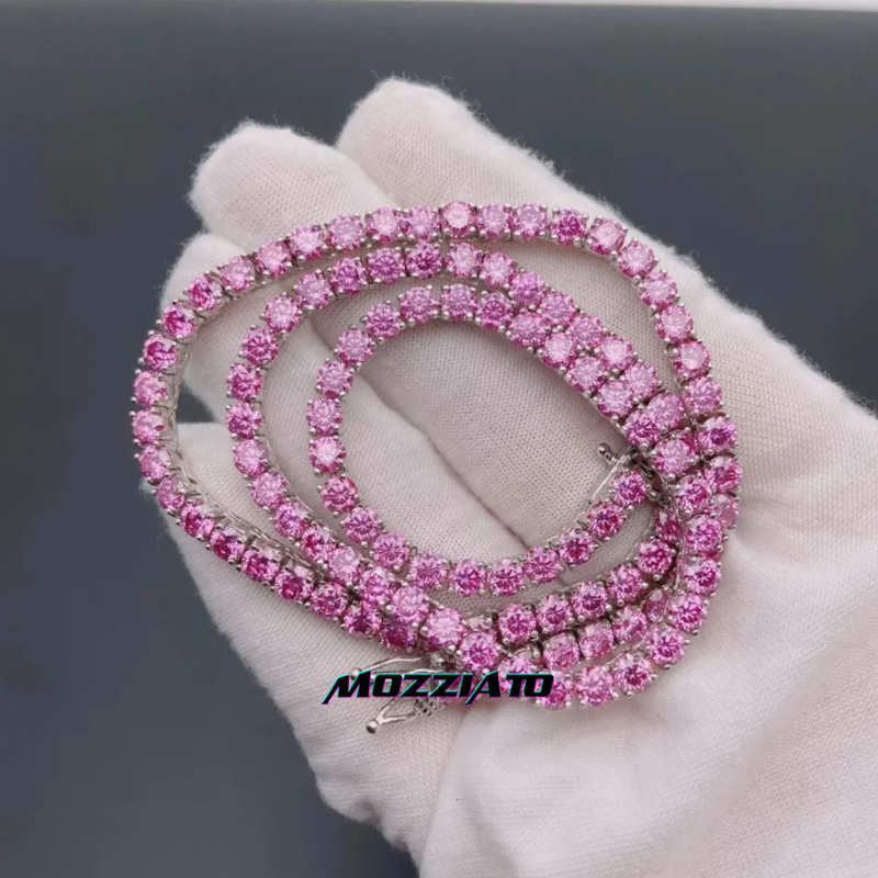 VVS Moissanite Tennis Chain (6.5mm Rare Flawless Pink Stone) [1]